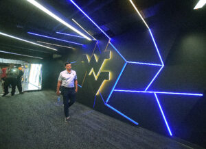 WVU coach Neal Brown gives tour of upgraded football facilities at Puskar Center